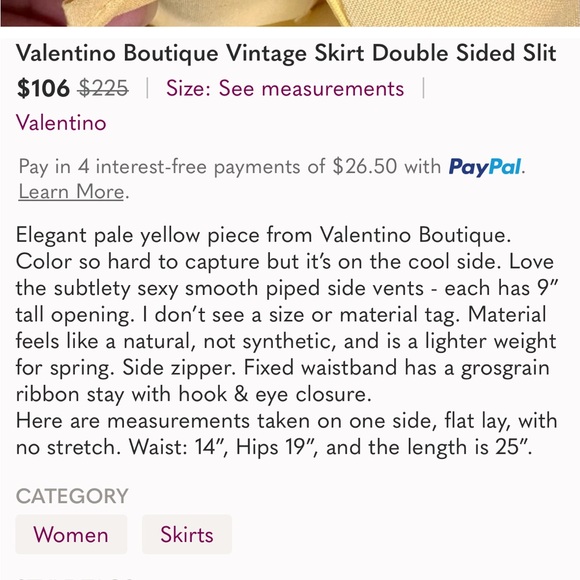 Valentino Boutique Vintage Skirt Double Sided Slit - Picture 7 of 7